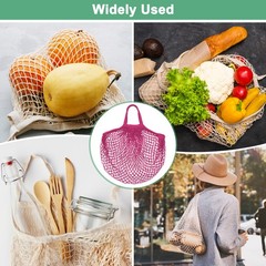 2-Pack Reusable Mesh Net String Grocery Bags [Rose Red,Long&Short Handle]
