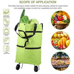 Foldable Shopping Trolley Tote Grocery Bags Shopping Cart Portable With Wheels