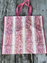 TJ Maxx Eco-Friendly Shopping Bag PINK 🌸PAISLEY Striped Print Reusable Tote