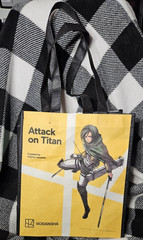 Barnes & Noble Attack on Titan Graphic Print Reusable Shopping Bag 12x10x6