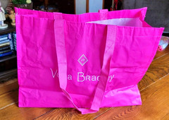 Very Bradley Shopping Tote Bag Reusable Hot Pink Plastic w Cloth Handle Gift