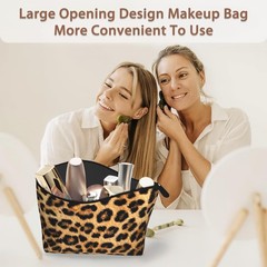 Makeup Bag Brown Leopard Print Cosmetic Bags for Women