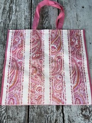 TJ Maxx Eco-Friendly Shopping Bag PINK 🌸PAISLEY Striped Print Reusable Tote