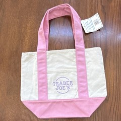 Trader Joe’s mini tote bag Pink White Canvas Tote Bag