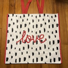 Reusable Shopping Bag Valentines Day ❤️ LOVE Spell out Homegoods Gift BLK&WHITE