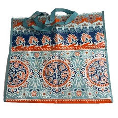 T.J.MAXX Reusable Tote Shopping Gift Bag Paisley Blue/White/Red Western New