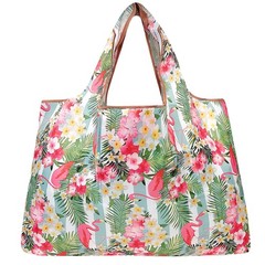 Large Flamingo Tropical Flowers Tote Bag Reusable Eco Friendly Foldable 44lbs