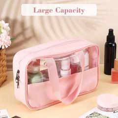 Limbeuuu 10 Pcs Translucent Make up Bag 10.2 x 6.3 x 2.8 inches, Pink