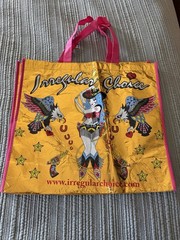 Irregular Choice Gold Pink Canvas Tote Bag Medium Stars Print 18x14x6 in