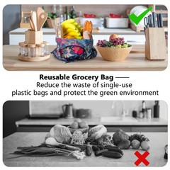 6 Pack Reusable Grocery Bags Foldable Shopping Tote with Pouch and Hook