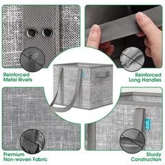 3 PCS Reusable Grocery Bags Large Foldable Shopping Tote Hard Bottom Grey