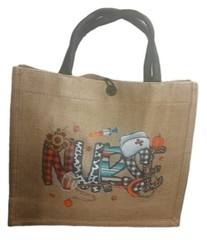 Foldable Burlap Reusable Shopping Bag, Nurse Design, Beige Multicolor, All-Over