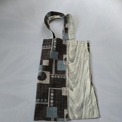 Geometric Pattern Foldable Canvas Shopping Bag Large Black Blue