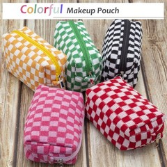 PAZIMIIK Checkered Makeup Bag for Purse Portable 1 PCS BOX POUCH, HOTPINK