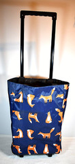 Foxy Blue, Wheeled Shopping Cart, Thermal Tote w/ Extendable Handle & Drawstring