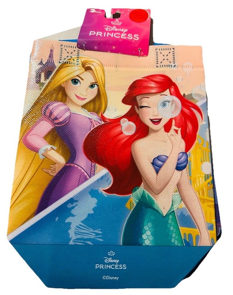 2 Pack Disney Princess 7x8x3.5 Inch Bags Kids Character Party W/Handles