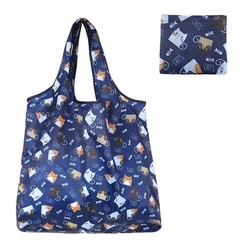 Large Foldable Reusable Shopping Tote Bag Nylon Grocery Travel Cat Print