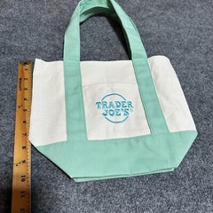 NEW Trader Joes Mini Tote Bag Pastel Mint Green Canvas Handles 2025 Limited