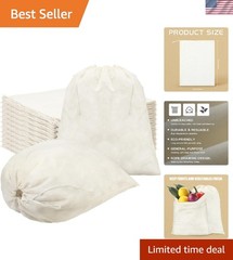 50 Pcs 18×20” Cotton Storage Bags with Drawstring – Ideal for Food & Crafts