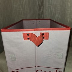Collapsible Box Tote Cherry Gingham Bows Reusable Folds Flat Heavy Duty NEW