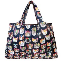 Large Reusable Crazy Cats Tote Bag Eco Friendly Foldable Grocery Shopping Bag
