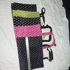 Patty Reed Happy Sack Polka Dot Tote Bags Set of 4 Large Foldable Zip Pocket