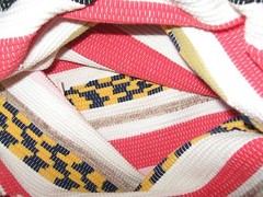 Carpet Bag Woven Tote Weekender Craft Knitting Beach Bag Wooden Handle