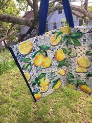 NEW TJX Shopping Bag Yummy🍋 LEMONS 🍋 Reusable Travel Tote 🐚