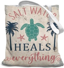 Lake Turtle Canvas Tote Bag Women Teen Girls Gifts Cute Small Travel Work Tote
