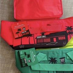 Lot Of 2 Trader Joe’s Mini Insulated Bags (Red & Green)
