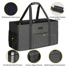 Extra Large Utility Tote Bag, Stand Up Utility Tote with Metal Wire Frame & H…