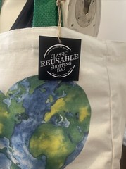 NEW Canvas Shopping Bag Heart Earth World Reusable Tote Bag Handcrafted In India