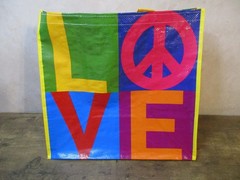 Love Peace Hippie Heavy Duty Reusable Tote Shopping Bag 16″ X 16″ X 9″