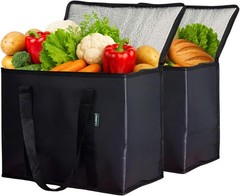 2-Pack Insulated Reusable Grocery Bags – Large Cooler Tote for Cold & Hot Foo…