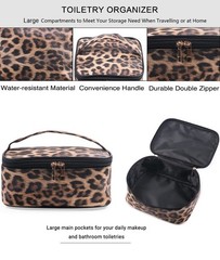 FITINI Leopard Makeup Bag 3 Pack Travel Toiletry Portable Brown Leopards