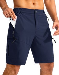 Pudolla Men’s Hiking Cargo Shorts 9″ Lightweight Outdoor Work Medium, Navy
