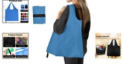 C3-Blue Washable Reusable Grocery Tote – Foldable, Lightweight Polyester Carrier