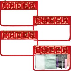 Abbylike 4 Pcs Makeup Bag Clear Letter Chenille Patch Red
