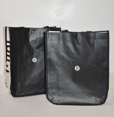 Lot of 2 Lululemon Shopping Bag Black & White Large Size 16″ x 14″ x 6.5″
