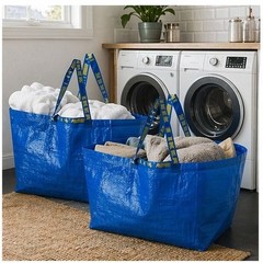 IKEA FRAKTA Bags Set of 2 Large Blue Tote 19 Gallon Storage Laundry Moving u