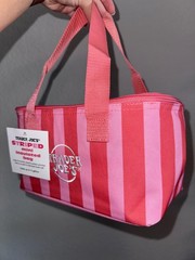 Trader Joes Mini Insulated Tote Summer Collection Pastel Red & Pink Stripe VIRAL