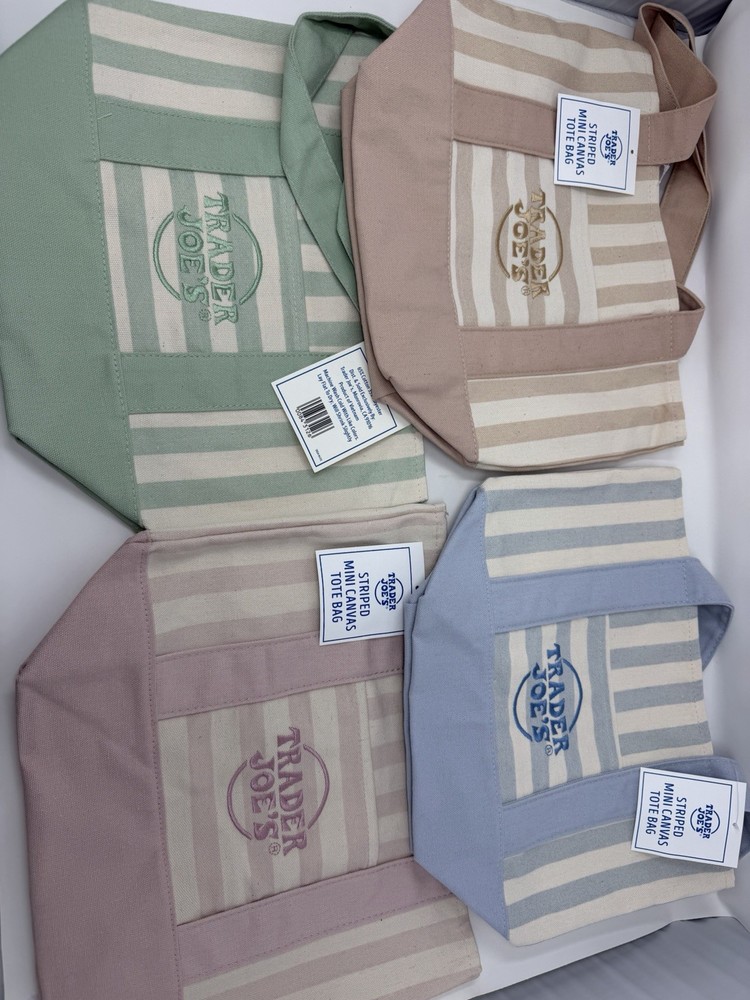 NEW Trader Joe’s Mini Pastel Stripe Tote Bag Set of 4 Summer 2026 SHIPS NEXT DAY