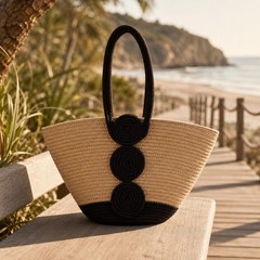 Woven Tote Bag, Open Top Material Shoulder Bag