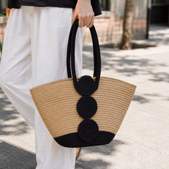 Woven Tote Bag, Open Top Material Shoulder Bag