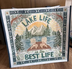 RUSTIC/LODGE Large Reusable Shopping Gift Bag~LAKE LIFE IS THE BEST LIFE EcoTote