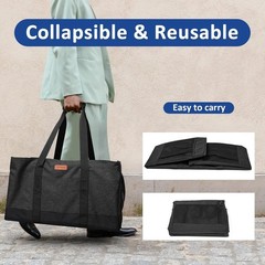 Reinforced Large Utility Grocery Tote – Heavyweight Waterproof Design in Black