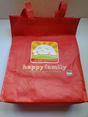 Happy Family Tote Grocery Carry Bag Red Recycle 4.5×12.5×15.5″