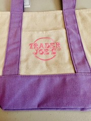 TIK TOK FAMOUS TRADER JOE’S PASTEL SPRING MINI CANVAS TOTE BAG LIGHT PURPLE