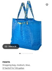 IKEA Medium Blue 17 ¾x7x17 ¾ “/10 Gallon Reusable Shopping Tote Carrier Bag