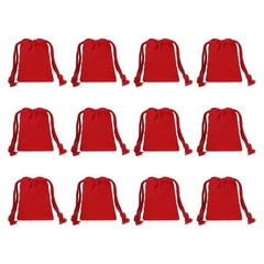 12pcs 100% Cotton Reusable Drawstring Bags, 3×4″ Dust Bags, Red